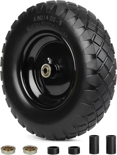 Vista 7 de GICOOL Neumático de carretilla de 14.5", apto para 4.00/4.80-8, neumático sólido sin pinchazos de 3.50-8" y rueda con orificio de eje de 5/8", cubo