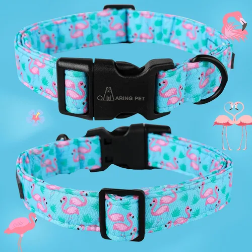 Vista 255 de Aring Pet Collar de algodón, ligero y ajustable, con hebilla de liberación rápida, para perros pequeños, medianos y grandes, para cachorros, S, Hoja