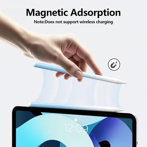 Vista 4 de Lápiz óptico para iPad 6-11ª generación 2X carga rápida, rechazo de palma, blanco y azul Blanco azul