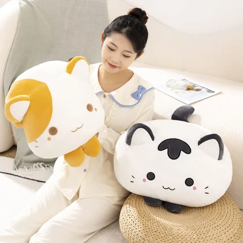Vista 8 de Linda y suave y redonda de peluche de gato atigrado, juguetes de peluche para gatos y gatitos, almohada para abrazar, regalo para niños y amantes