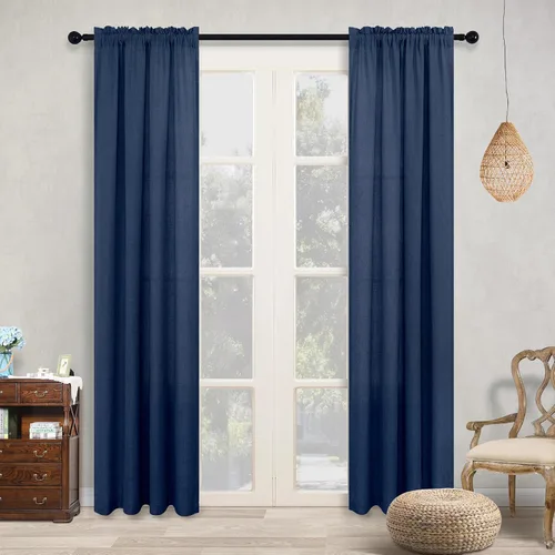 Vista 163 de KOUFALL Juego de 2 cortinas de puerta francesa, cortinas de lino para puerta/ventana, cortina transparente boho para cristal lateral delantero