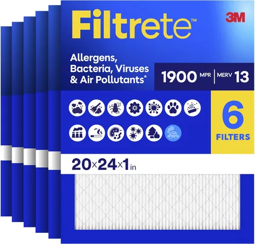 Vista 19 de Filtrete - Paquete de 6 filtros plisados para aire acondicionado de 10 x 20 x 1 pulgadas, MERV 13, MPR 1900, filtro premium para alérgenos