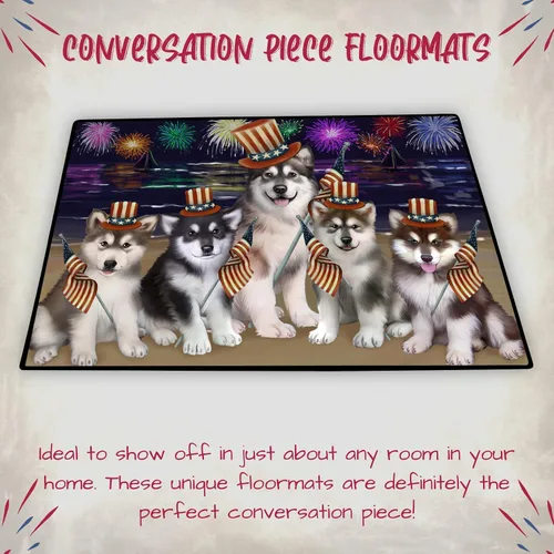 Vista 4 de Doggie of the Day Alaskan Malamute Dogs Floor Mat - 4th of July Independence Day - Best Dog Doormat - Protector Decor - Unique Portrait Art