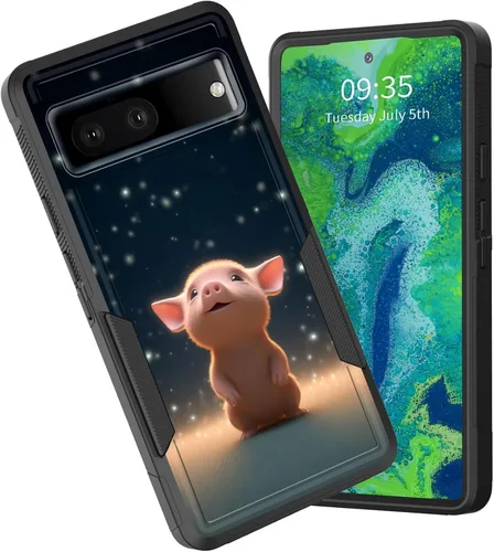 Vista 133 de Funda para Pixel 6A, funda híbrida de doble capa resistente a prueba de golpes de policarbonato duro de silicona suave TPU para Google Pixel 6A
