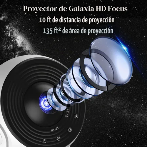 Vista 5 de Planetarium - Proyector de galaxia Pro para dormitorio, proyector de estrellas con luz de galaxia con 13 discos Galaxy reemplazables 4K, rotación