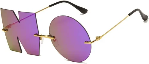 Vista 2 de ENTHYI Gafas de sol irregulares sin montura del diseño de la letra NO del partido para los hombreslas mujeres UV400 Streetwear Eyewears
