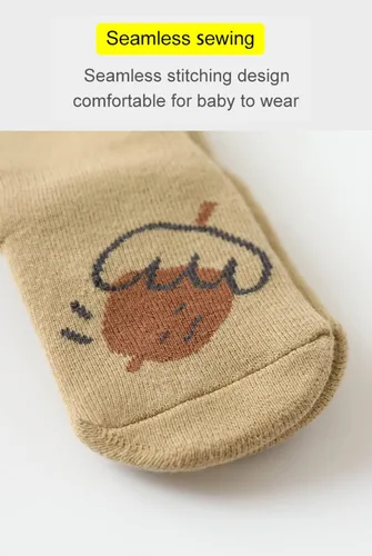 Vista 6 de BEHELE Calcetines de agarre antideslizantes para bebés, calcetines cálidos y gruesos antideslizantes, calcetines para niñas y niños recién nacidos