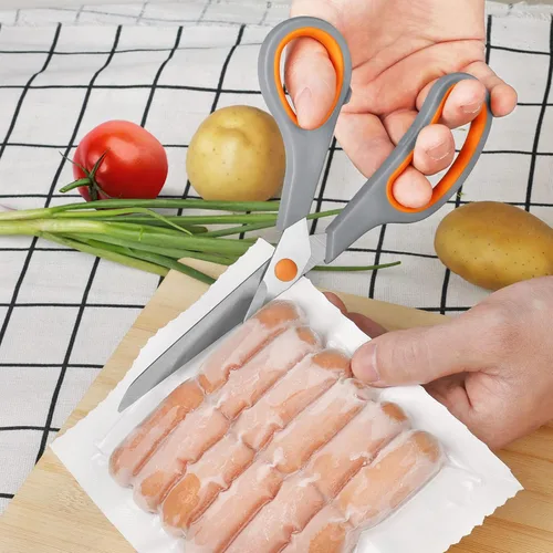 Vista 6 de Asdirne Juego de tijeras de cocina, acero inoxidable de grado cuchillo, tijeras multiusos con mango cómodo TPR, incluye una tijeras para aves