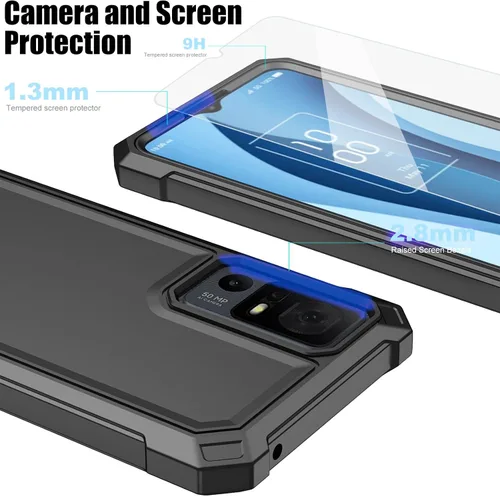 Vista 6 de Ailiber Funda para TCL 40 XE, TCL 40 X con protector de pantalla de vidrio templado, protección de estructura de doble capa, parachoques de TPU