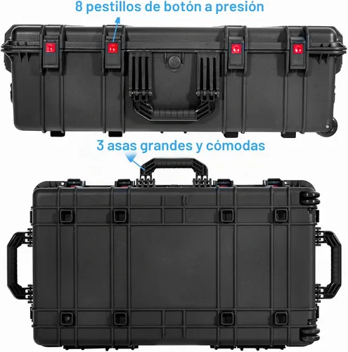 Vista 5 de Regetek Funda rígida impermeable con ruedas, espuma personalizable de 35 x 20 x 12 pulgadas, funda de transporte de equipo para cámara, dron