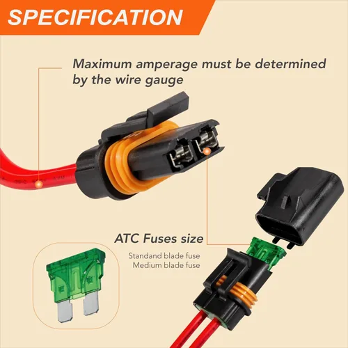Vista 4 de Conjunto de portafusibles ATO ATC sellado impermeable Kit de cable existente para fusibles ATO ATC (paquete de 6)