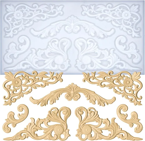 Vista 11 de Moldes de arte para arcilla polimérica, arcilla que se seca al aire, yeso, resina epoxi, fondant, decoración de pasteles, 3 molduras decorativas