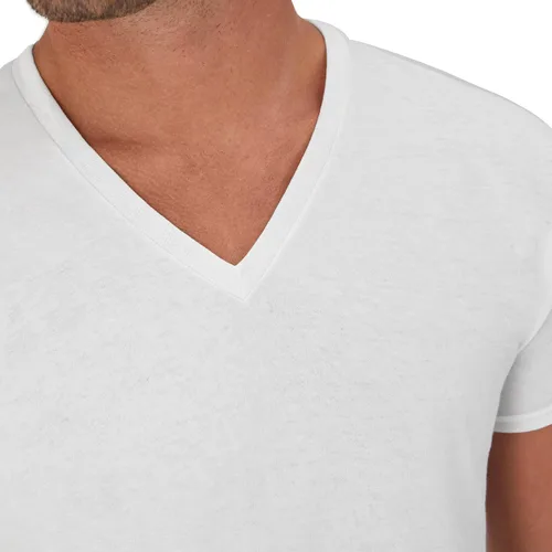 Vista 5 de Hanes Paquete de camiseta interior para hombre, camiseta de algodón con cuello en V, camisetas que absorben la humedad para hombres, paquete de 12
