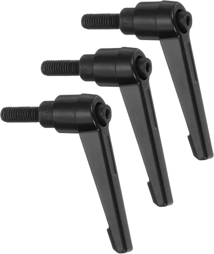 Vista 24 de uxcell 3 perillas ajustables M5 x 0.472 in, rosca macho, botón de trinquete, cierre rápido, perno giratorio para maquinaria de torno, color negro