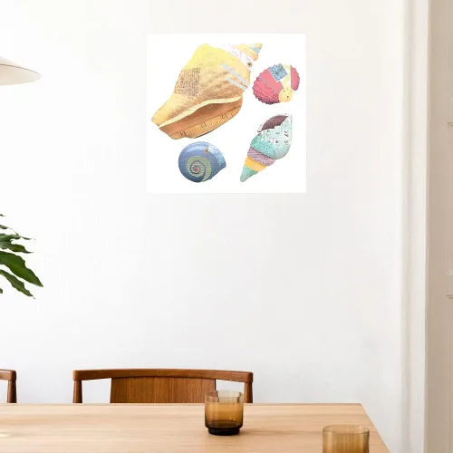 Vista 2 de Fine Art Canvas Collage costero iconos 1 lienzo impresión ilustración por Holli Conger, 14 pulgadas de ancho x 14 pulgadas de alto cuadrado galería