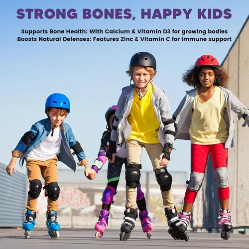 Vista 5 de Gomitas de magnesio para niños, gomitas de glicinato de magnesio 400 mg/200 mg con L-teanina, manzanilla, vitamina B6, D3 para niños, relajación