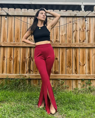 Vista 6 de GRAPENT Pantalones de vestir de pierna ancha para mujer, pantalones acampanados, pantalones casuales de trabajo, pantalones de trabajo