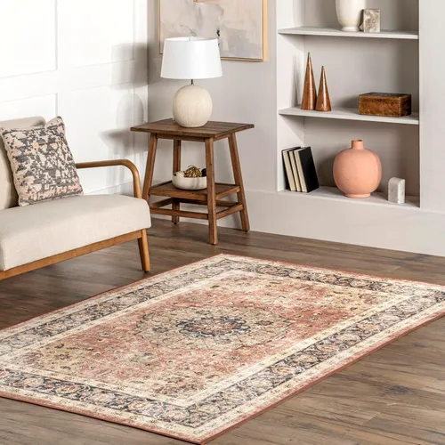 Vista 7 de nuLOOM Taja - Alfombra geométrica de transición lavable a máquina, 4 x 6, gris Taja Gris