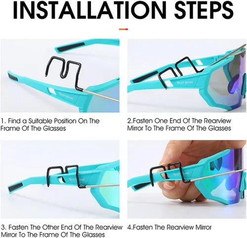 Vista 5 de Espejo de ciclismo ligero Gafas de ciclismo Espejo de monitoreo de tráfico Espejos retrovisores para gafas de sol deportivas Ciclismo de carretera