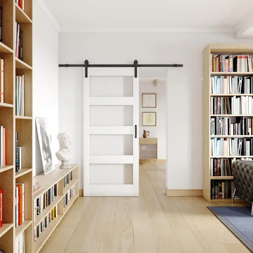 Vista 14 de Puertas correderas de granero de 30 x 84 pulgadas para habitación con kit de herramientas incluido