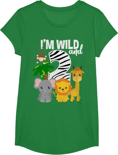Vista 43 de Camiseta de cumpleaños con temática de zoológico de I'm Wild and 2, Negro, S
