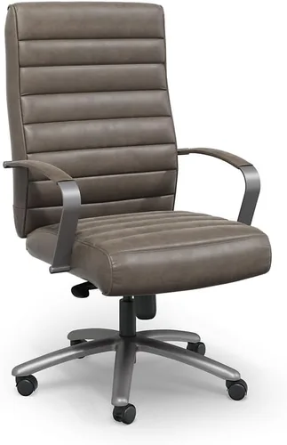 Vista 3 de NBF - Silla de asiento de piel sintética con respaldo alto y base giratoria, color carbón Marrón