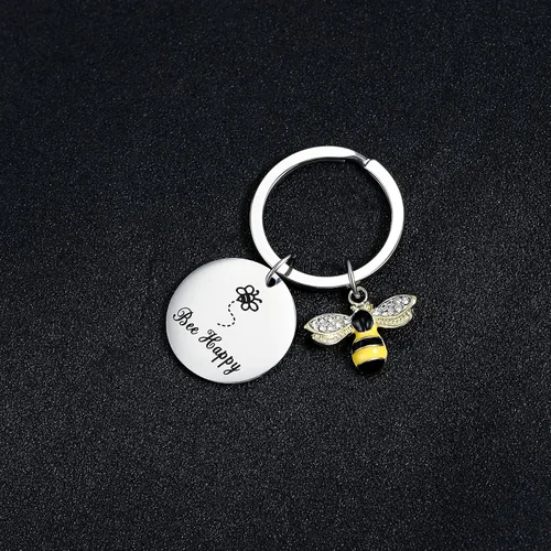Vista 4 de Llavero para mujer, diseño de abeja, feliz, regalo para mamá, tía, hija, sobrina, amigas, regalo inspirador, regalo para amigas, M