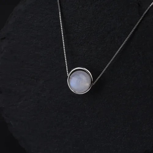 Vista 5 de COAI Collar de cristal curativo simple de cadena de plata de ley 925, Piedra, piedra lunar
