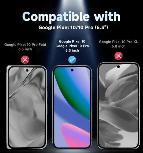 Vista 2 de MAGIC JOHN Paquete de 2 protectores de pantalla de vidrio templado para Google Pixel Google Pixel 10/10 Pro, eliminación automática de polvo, sin
