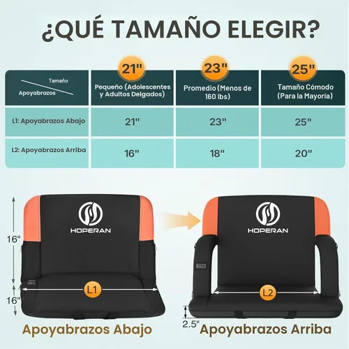 Vista 2 de HOPERAN Asientos de estadio con calefacción de doble cara para gradas con soporte de espalda, 3 niveles de calefacción, asientos con respaldo