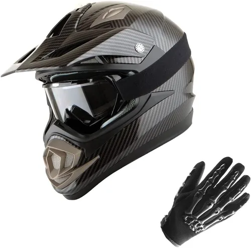 Vista 16 de 1Storm Casco de motocross para adultos, todoterreno, MX, BMX, ATV, motocross, mecánico, HGXP14B, fibra de carbono, negro, HGXP14B