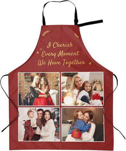 Vista 11 de Delantales personalizados con dos bolsillos para mujeres y hombres, delantales personalizados impresos con texto fotográfico para cocinero de cocina
