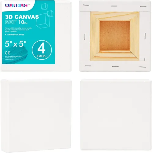 Vista 10 de AUREUO Lienzo envuelto para galería de 4 x 4 pulgadas, profundidad de 1.5 pulgadas, paquete de 4 unidades, 10 onzas con triple imprimación de gesso