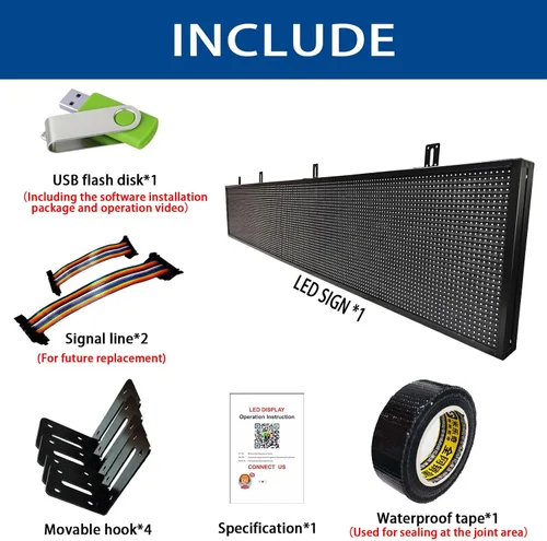 Vista 8 de Letrero LED Programable HS, Letreros de Neón Abiertos con Desplazamiento Digital para Exteriores, Pantalla de Visualización de Mensajes