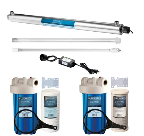 Vista 8 de Bluonics Sistema de Purificador de Agua con Luz UV Ultravioleta de 110W, Filtro de Agua para Pozo con Sedimentos y Carbón y Puertos NPT de 1", 24