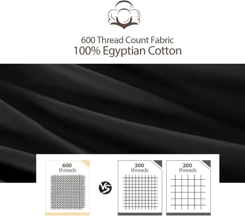 Vista 5 de 2 paquetes de sábanas ajustables 100% algodón egipcio tamaño TwinXL, sábana ajustable de 600 hilos de algodón, sábana bajera con bolsillo profundo