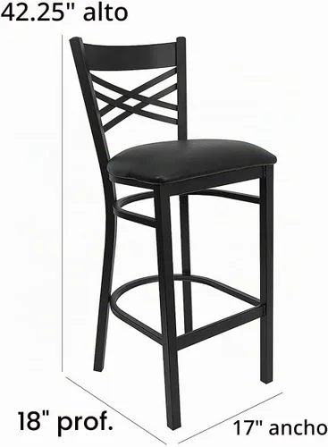 Vista 3 de Flash Furniture Hercules Metal Restaurant - Taburete de bar, color negro Asiento de vinilo negro/marco de metal negro