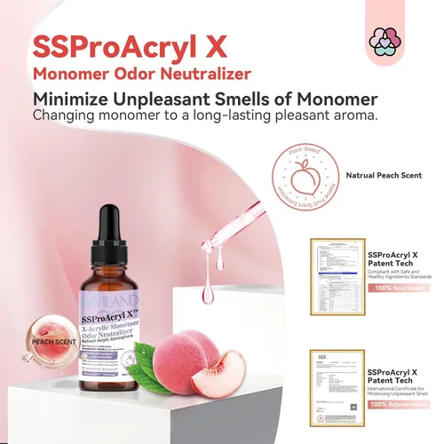Vista 2 de SAVILAND - Neutralizador de olores de monómero con aroma a durazno para líquido acrílico, 1.0 fl oz
