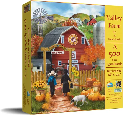 Vista 2 de SUNSOUT INC - Valley Farm - Rompecabezas de 500 piezas por artista: Tom Wood - Tamaño acabado 18" x 24" Halloween - MPN # 28755