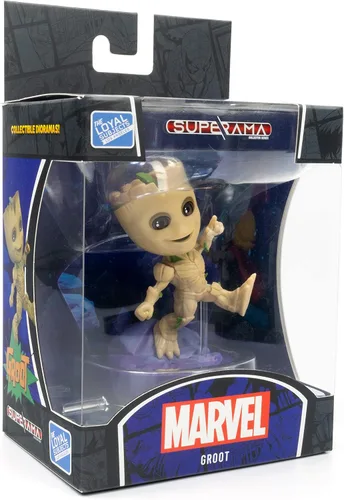 Vista 4 de The Loyal Subjects Marvel Superama Groot con diorama escénico y base