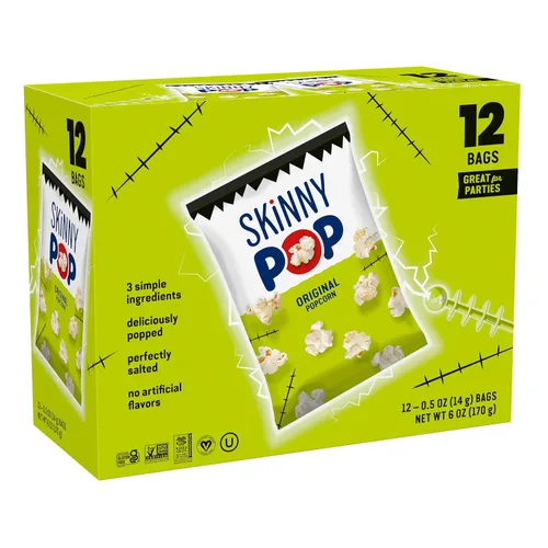 Vista 8 de SkinnyPop Palomitas de maíz, queso cheddar blanco, grano entero, aperitivo sin lácteos, bolsas de 1 oz (12 unidades)