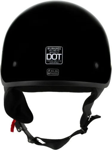 Vista 2 de Milwaukee Helmets MPH9719DOT - Casco de media motocicleta con diseño de lunares 'Momentum', negro brillante, para hombres y mujeres, con visera