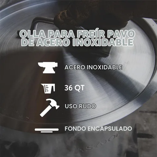 Vista 3 de GasOne Olla de acero inoxidable con cesta, olla de 36 cuartos de galón con tapa y parte inferior reforzada, olla de cocina resistente para freír