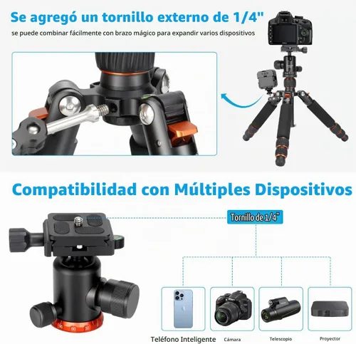 Vista 6 de Koolehaoda - Mini trípode de mesa con cabeza de bola de 360°, aluminio portátil