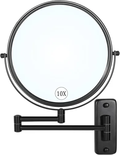 Vista 11 de Espejo de maquillaje de mesa de gran tamaño con aumento, espejo de tocador giratorio de 360° de doble cara de 9 pulgadas, espejo de aumento 1X/10X