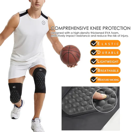 Vista 2 de HiRui Rodilleras para niños, jóvenes y adultos, rodilleras de baloncesto, rodilleras para evitar colisiones, rodilleras para voleibol, fútbol