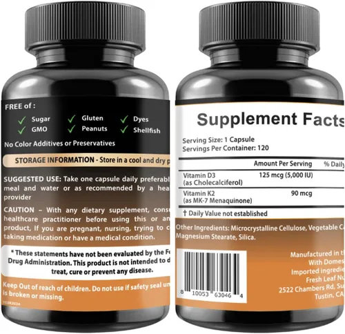 Vista 2 de Complejo de vitamina D3 K2 con glicinato de magnesio 500mg