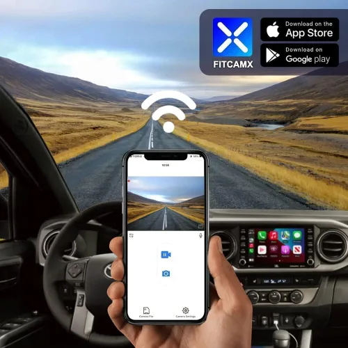 Vista 5 de Fitcamx Cámara de Tablero Delantera 2K y Trasera 1080P se Adapta para Toyota Tacoma 2018 2019 2020 2021 2022 2023 Limited SR5 SR TRD Sport Off-Road