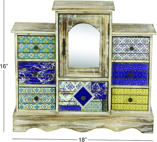Vista 12 de Deco 79 Joyero rectangular de madera, 18 x 6 x 16 pulgadas, marrón claro