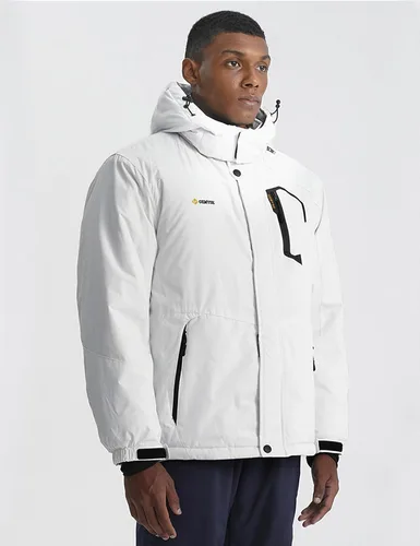 Vista 2 de GEMYSE Chaqueta impermeable de esquí de montaña para hombre, chaqueta de lluvia resistente al viento